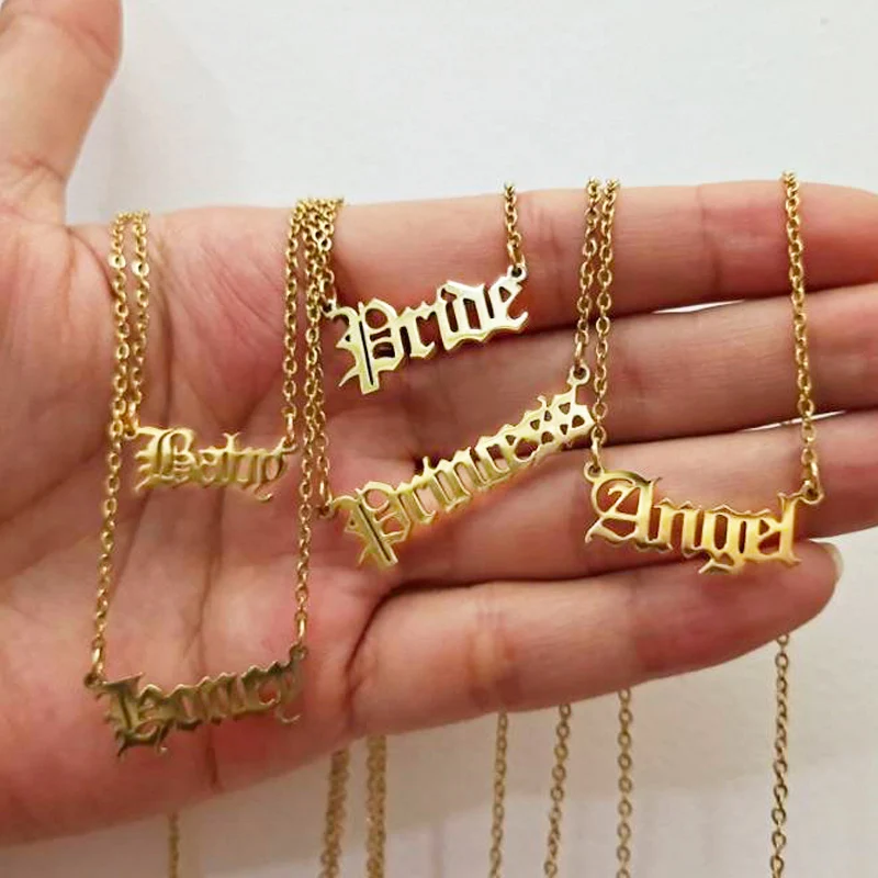 Готическое оригинальное ожерелье принцессы с буквами цепочка из нержавеющей