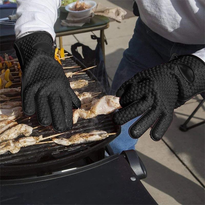 

Food Grade Thick Heat Resistant Silicone Glove BBQ Grill Gloves Kitchen Barbecue Oven Cooking Mitts Grill Baking Gloves BBQ Tool