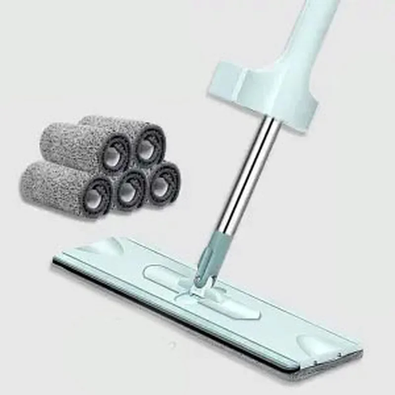 

Large Size Belt Scraper Free Hand Wash Lazy Mop Household Wet and Dry Absorbent Mop Flat Artifact with Thick Rod Steam Mop