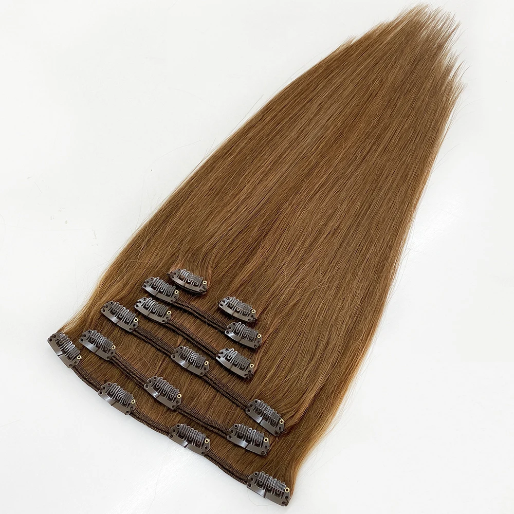 Machine Remy Clip In Human Hair Extensions Silky Straight 8pcs/set Clip In Hair