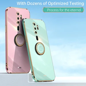 plating phone case for oppo a11x a5 a7x a8 a9 a15 a32shockproof soft edgeback porcelain crystal with 360 degree rotation ring free global shipping