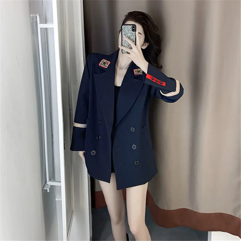

2021 Spring British Style Casual Small Suit Jacket Women's Fashion Embroidery Long-Sleeved Jacket Trend Female Blazer