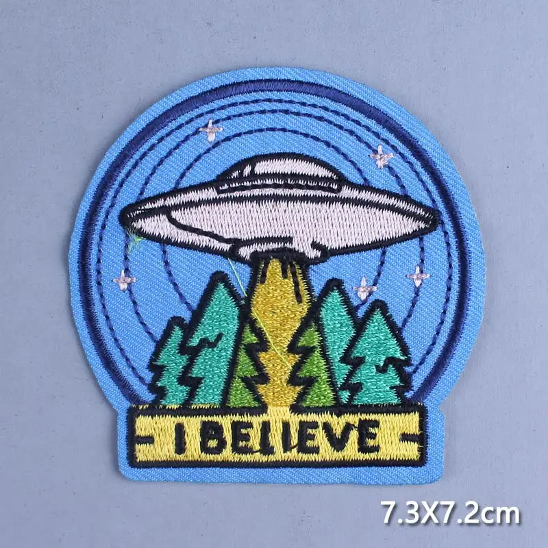 PE2541CT Космические путешествия железные нашивки для одежды НЛО инопланетянин термо-Стикеры для одежды на одежде вышитые нашивки с полосками ткань аксессуары - Цвет: PE2541CT