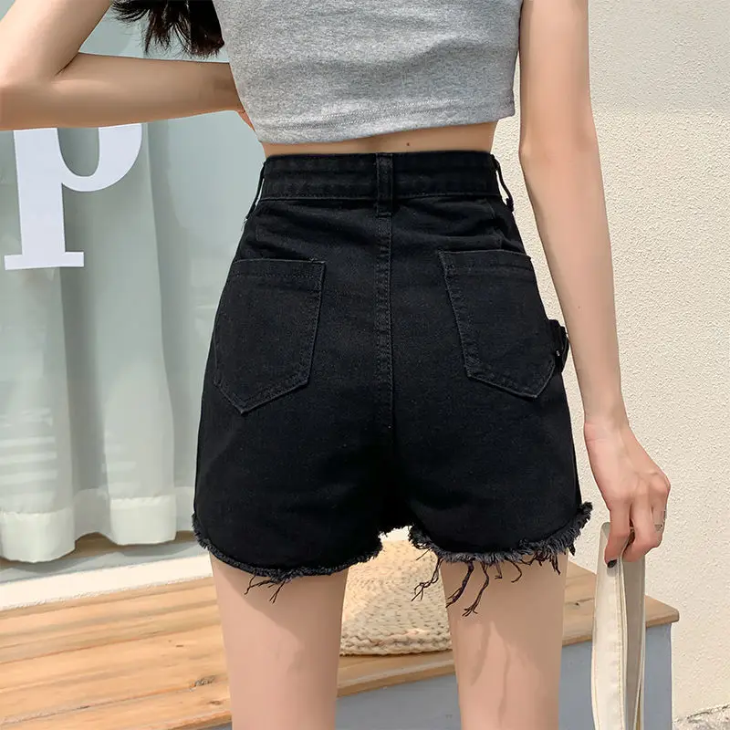 

New denim shorts summer 2021 women high waist thin loose wide leg plus size fat girl versatile lace skirt stacked sweatpants y2k
