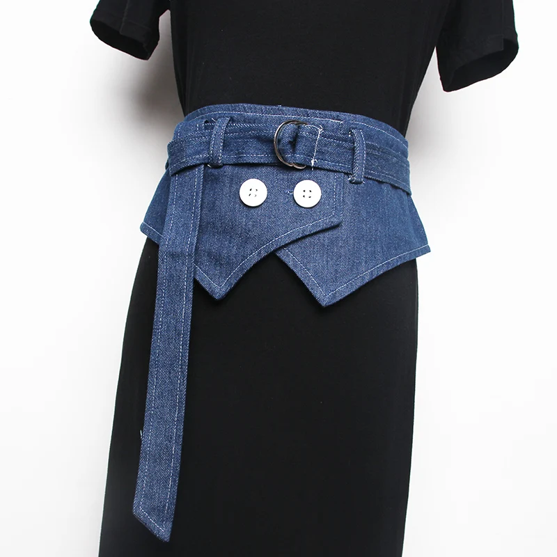 

Женский подиумный синий джинсовый пояс, корсеты, пояс, ремни, украшение, широкий пояс R1602