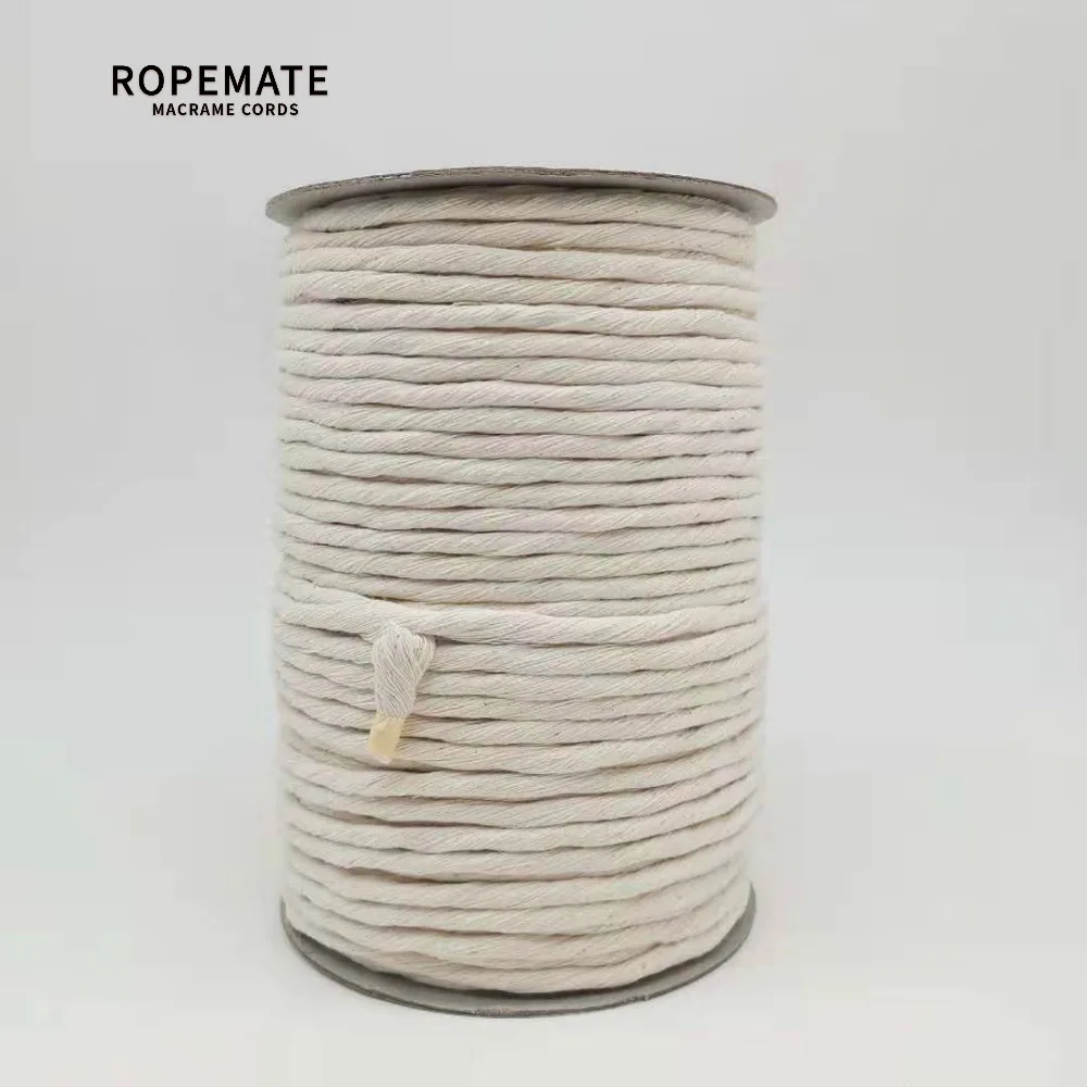 Базовый хлопковый шнур ROPEMATE, 6 мм, 100 м, 1 нить, натуральный цвет, для рукоделия, украшения дома «сделай сам»