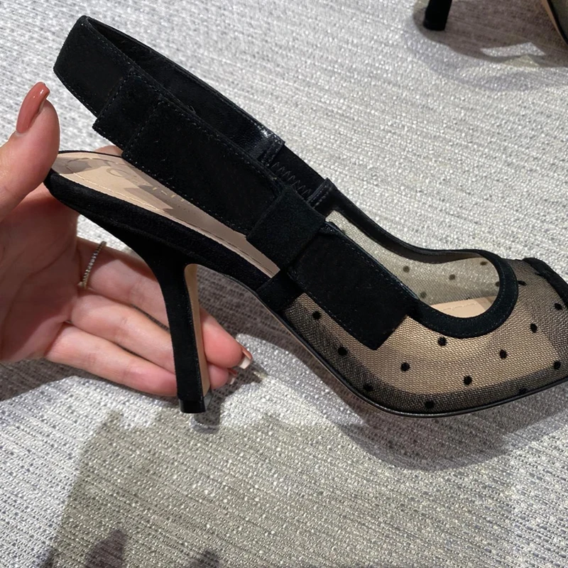 

Fashion luxury flower organza imitation crystal decorative high heels