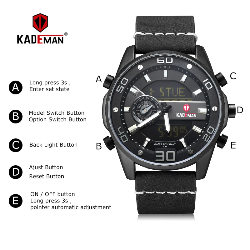 KADEMAN новые спортивные часы для мужчин Роскошные мировое время повседневные