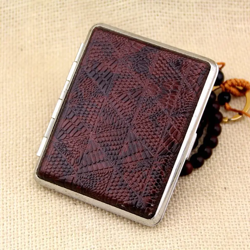 

Cigarette Case 16-piece Lightweight High-grade Leather Aluminum Cigarette Holder Smoking Accessories Gadgets for Men