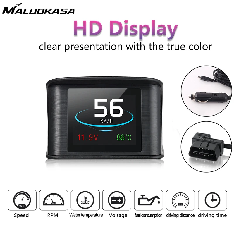 Цифровой OBD манометр Head Up Hud Дисплей бортовой компьютер автомобиль скорость автомобиля температура скорость метр расход топлива Датчик диагностики