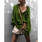 Женская атласная блузка Meihuida, с глубоким V-образным вырезом, с длинным рукавом