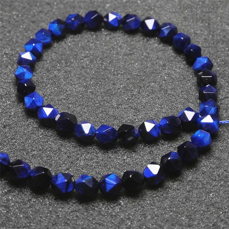 

6-10mm Natural Faceted Lapis Lazuli Tiger's eye irregular Stone Beads For DIY necklace bracelet jewelry making 15 "free delivery
