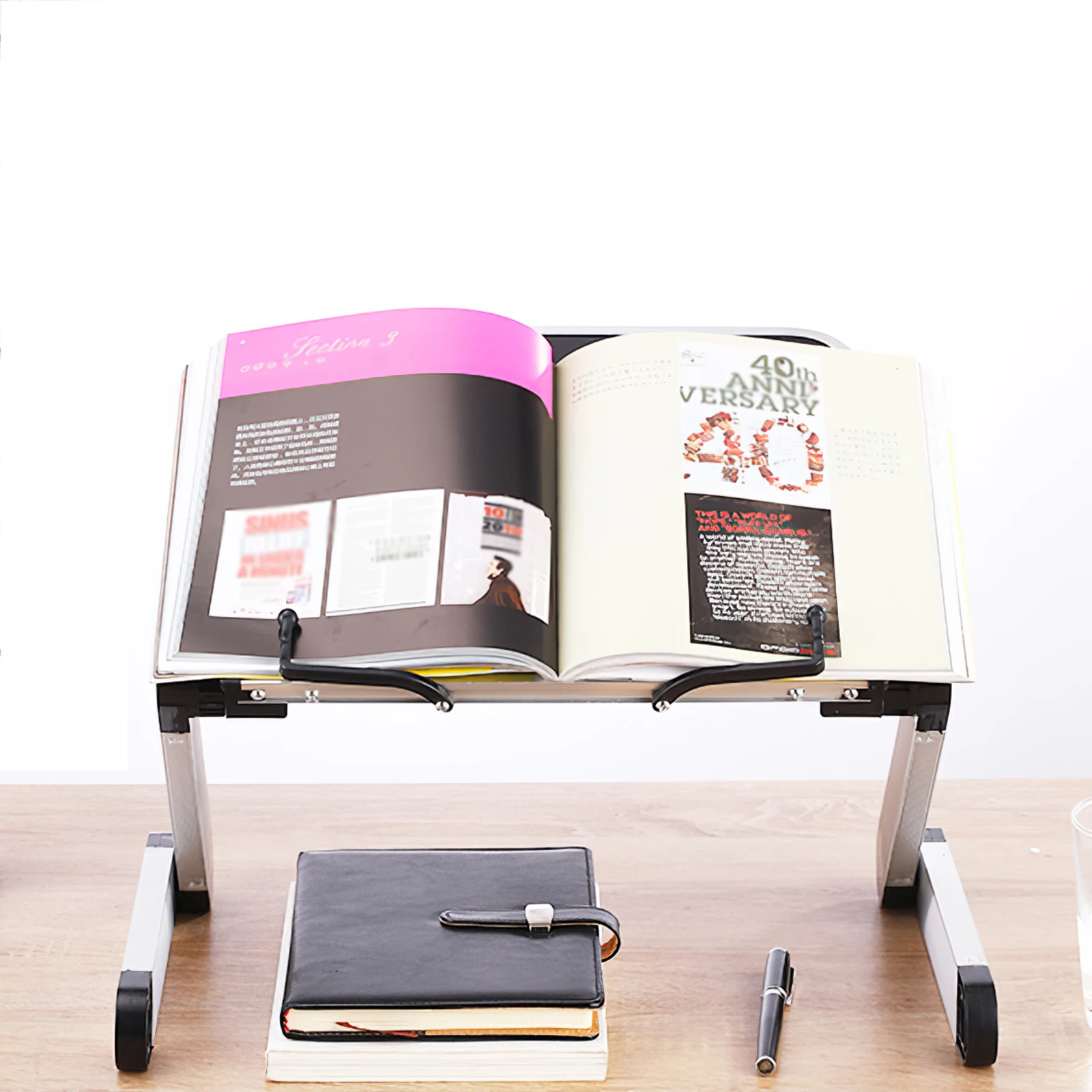 

Foldable Reading Book Holder Bookcase Stand for Cookbook PC 360 Degree Adjustable Support Desk Organizer Book Holder