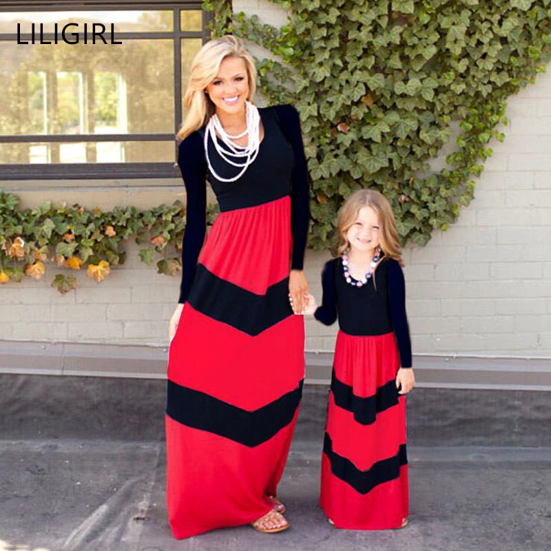 

Длинное платье принцессы LILIGIRL для девочек, новинка 2022, семейный образ для мамы и дочки, платья для семьи, Одинаковая одежда, наряды