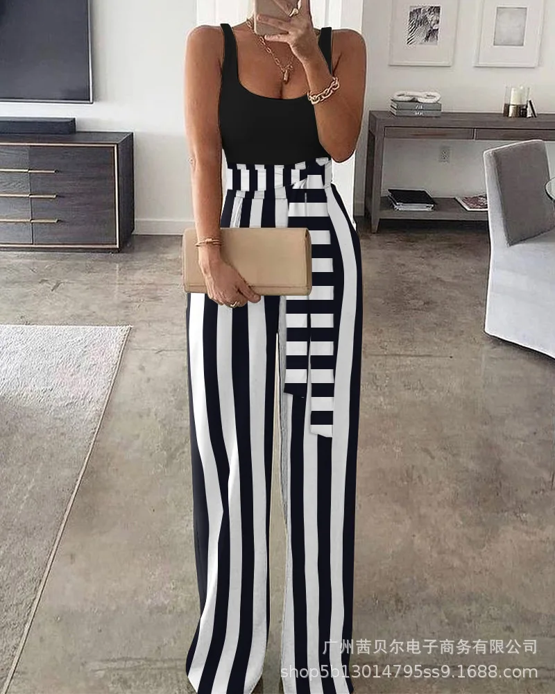 

2021 new vest color matching jumpsuit