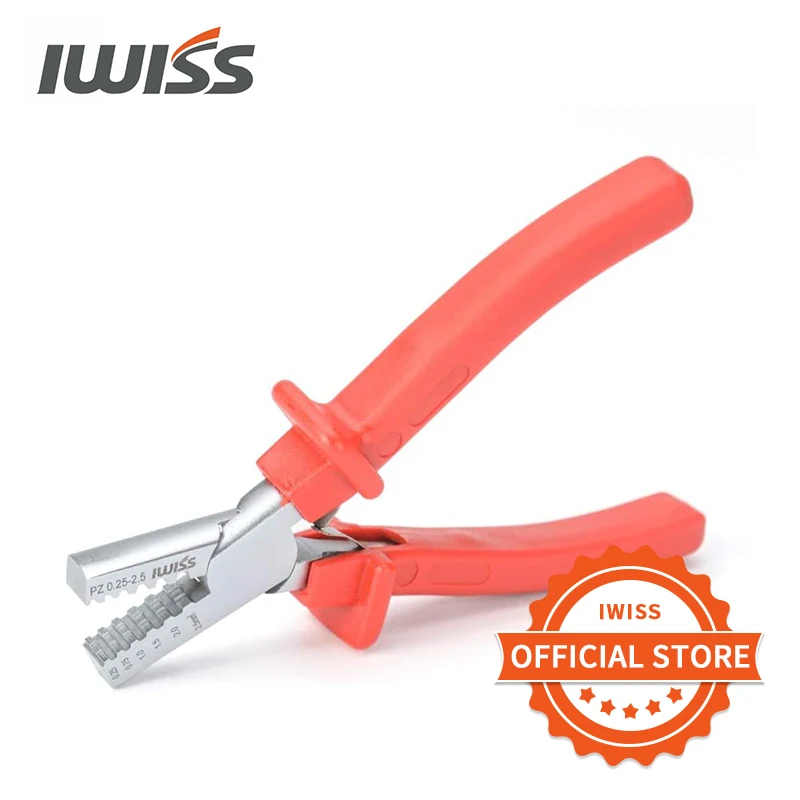 IWISS PZ-0.5-2.5 Crimping Plier Crimp Tool for Wire Ferrule 0.5–2.5 mm² for Insulated Crimp Bootlace Ferrule with Plastic Collar