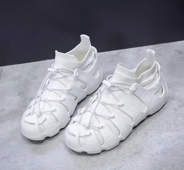 

HOT Quality Women Knitted Casual Shoes Woman White Black Sneakers Air Mesh Chunky Trainers Dad Shoes