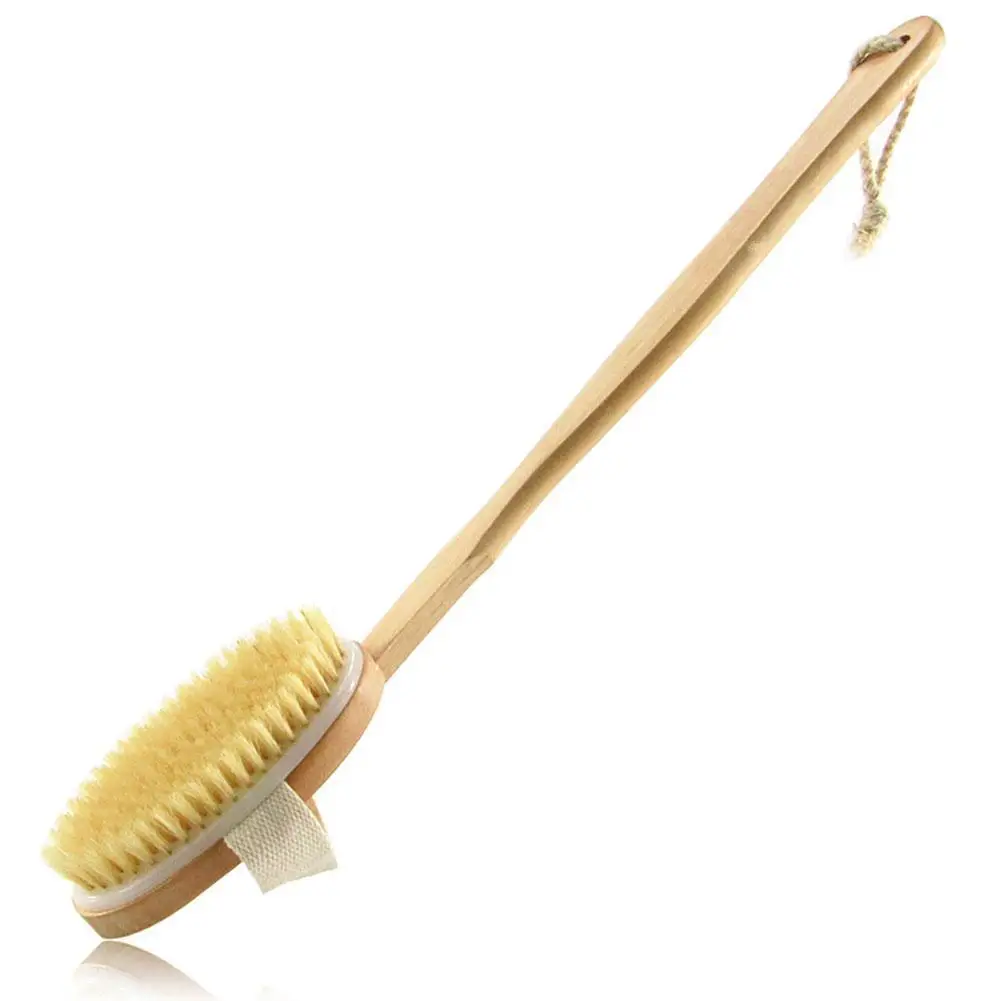 

Bathroom Body Brushes Long Handle Bath Natural Bristles Exfoliating With Tool Handle Brushes Dry Wooden Shower Massager Bru J7I0
