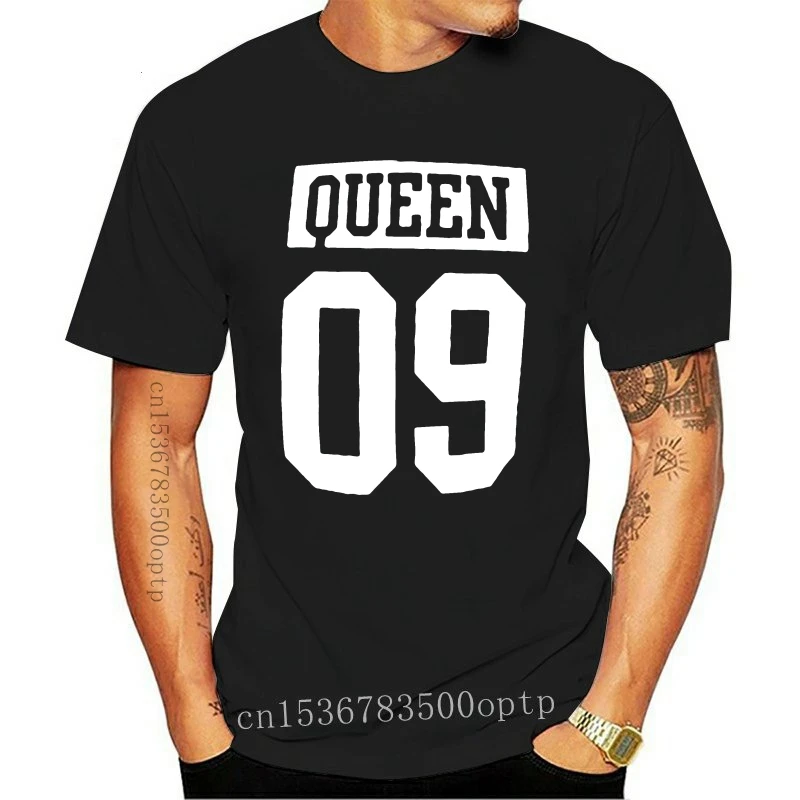 

New Cotton T Shirt Summer Women Men Tumblr Tshirt Street Style Couples Love Tee Unisex Funny Print Lovers Tops King Queen 09 Top
