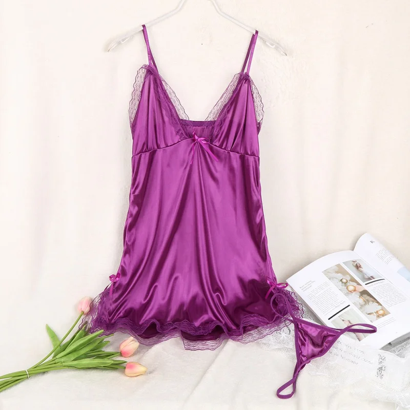 Пикантная ночная рубашка с глубоким V образным вырезом кружевная Пижама женское