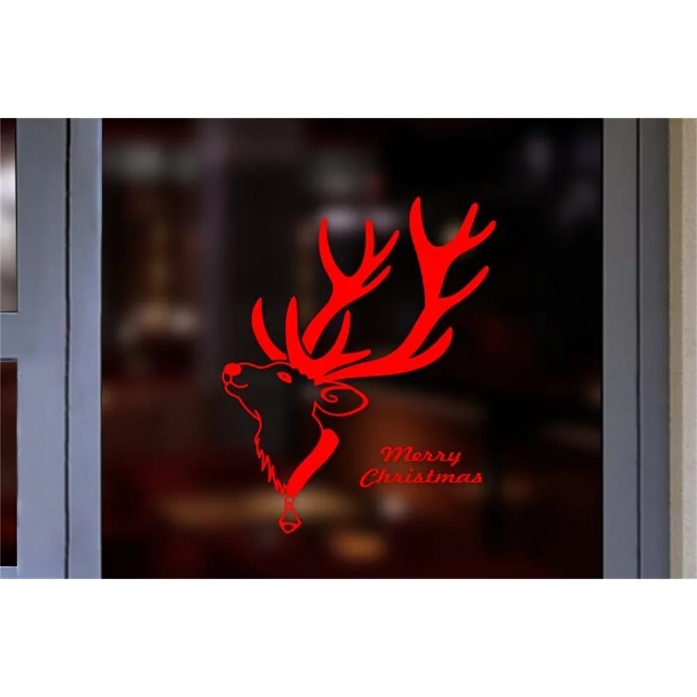 

Merry Christmas Elk Festival Atmosphere Decoration Store Shop Office Door Decoration Sticker Window Sticker Wall Sticker