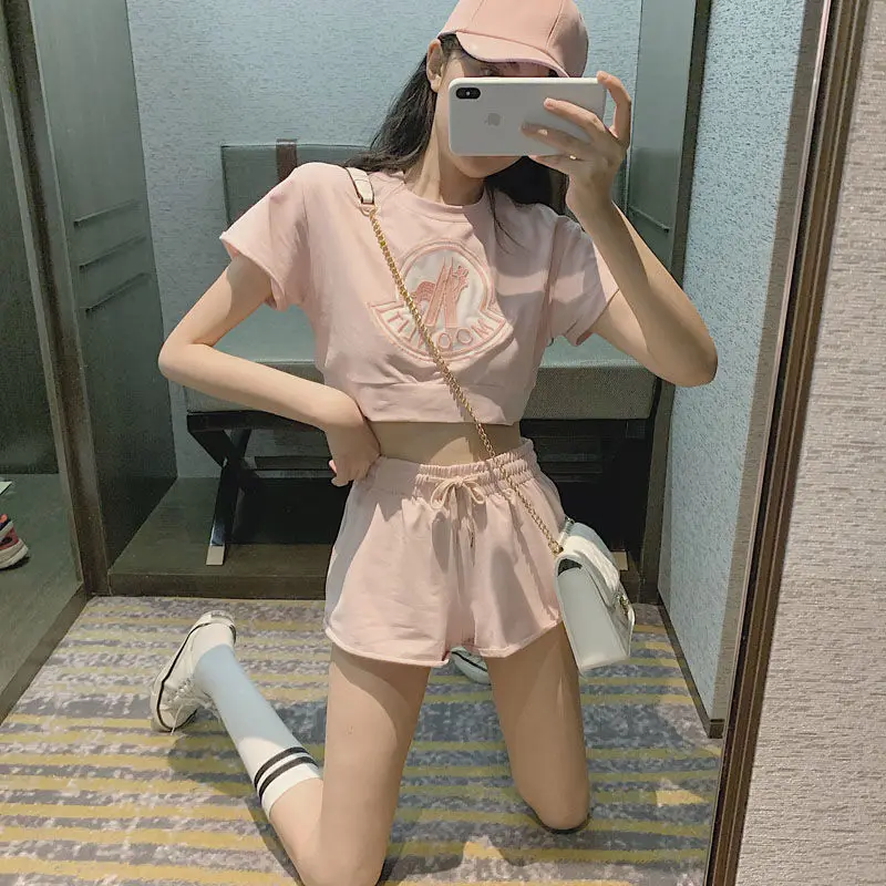 

Pajamas ladies summer students lovely home clothes fashion short T-Shirt Top wide leg shorts two piece suit
