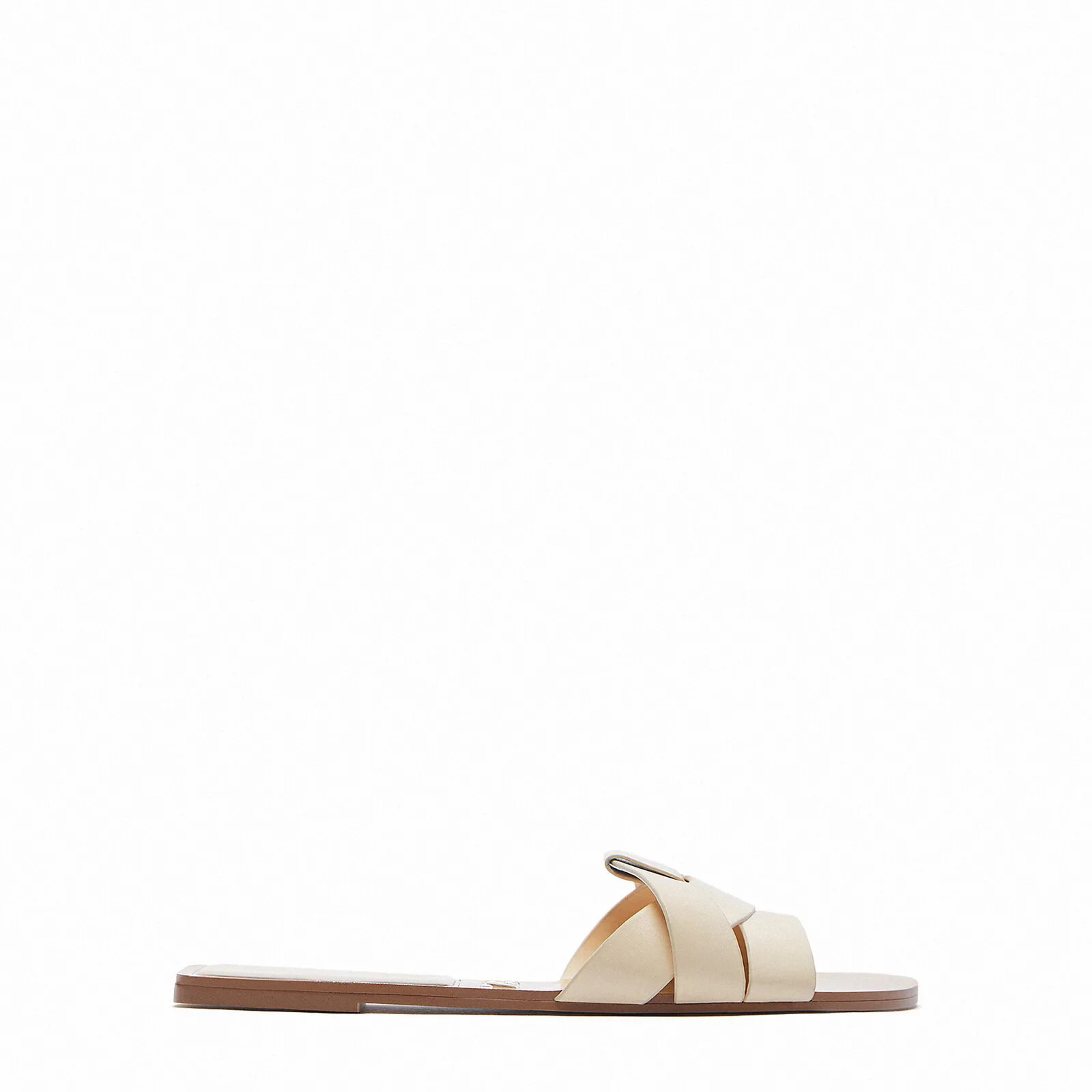 

2021 New Summer Designer Shoes Women Square toe Beige Cross Slippers For Women