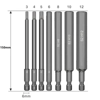 7pcs magnet hex head screwdriver magnetic allen wrench drill bit 150mm m3 to m12 s2 steel drill bits metric hand repair tools
