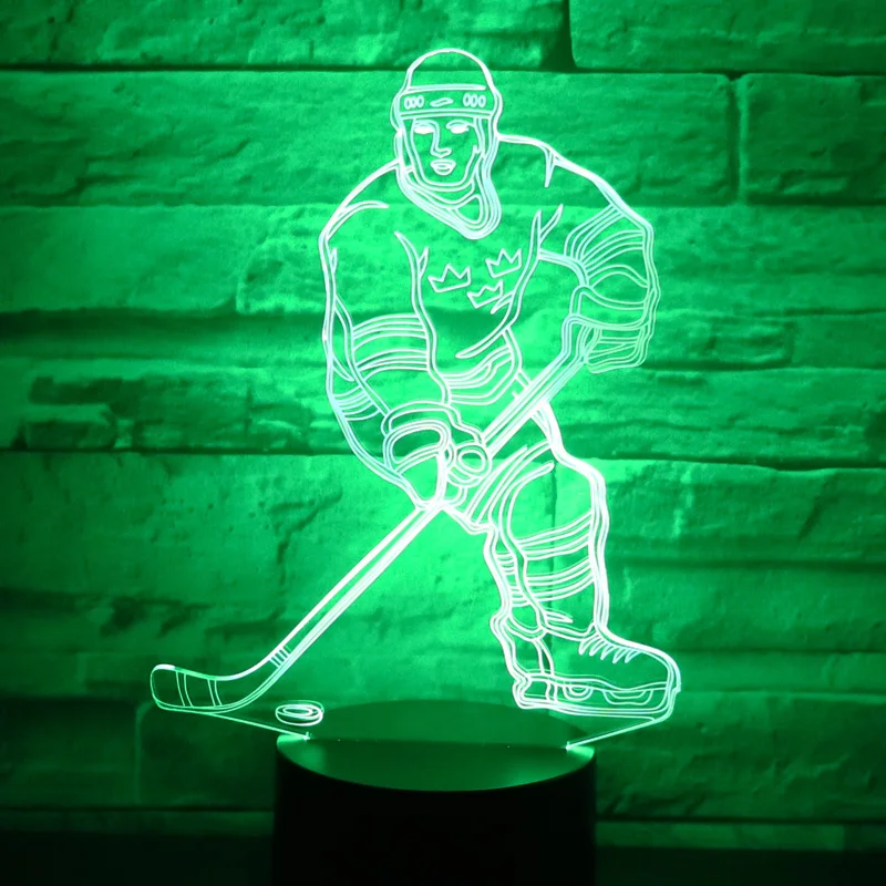 3D светодиодный ночной Светильник играть Хоккей приходят с 7 цветов светильник
