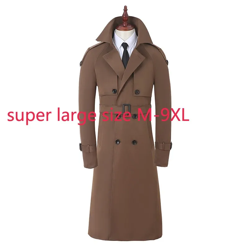 

New Arrival Suepr Large Windbreaker Style Fashion Handsome Spring Autumn X-long Casual Double Breasted Thick plus size M-8XL 9XL