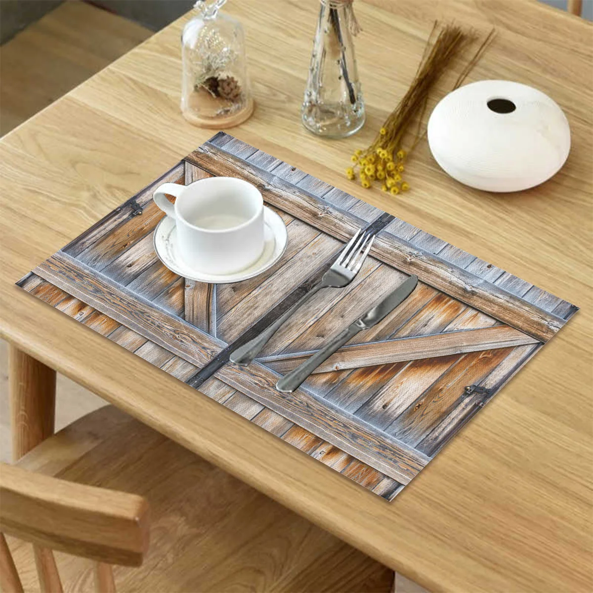 4 6 штук в партии комплект Коврики на стол страна двери сарая дерево напечатано