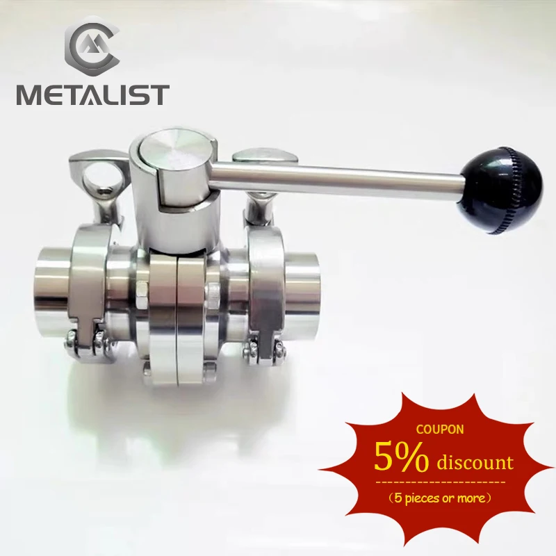 

METALIST High Quality 63 mm/76mm SS304 Stainless Steel Sanitary Butterfly Valve Fit 2.5" Tri Clamp For Homebrew