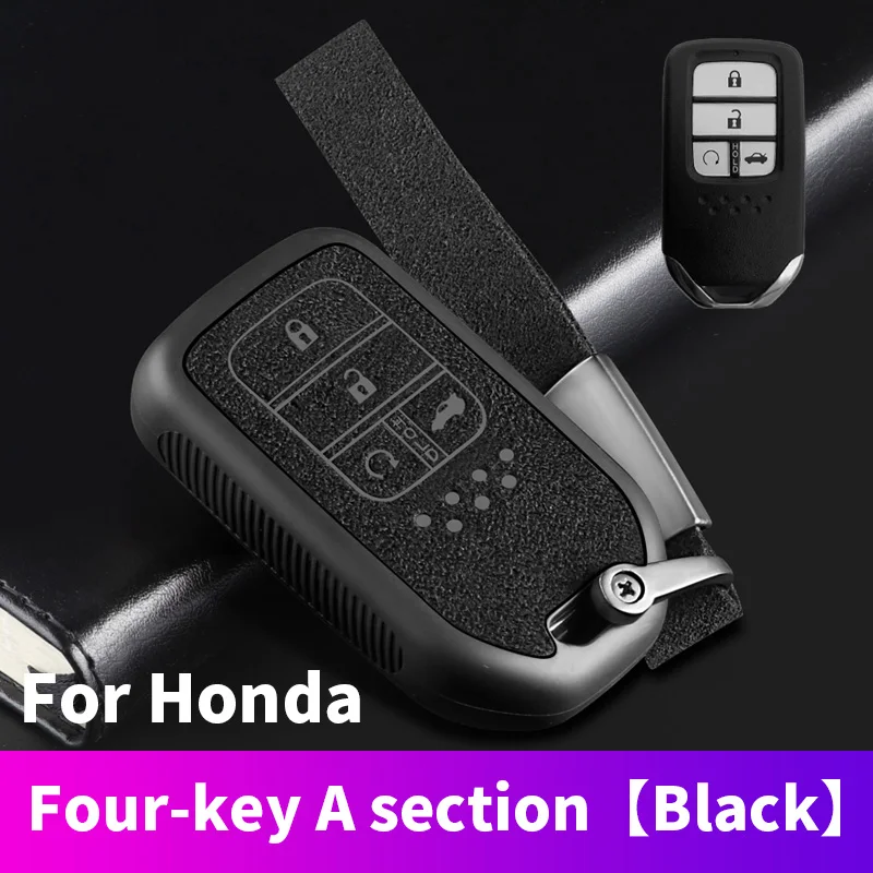 Чехол для ключей с дистанционным управлением для Honda 19CRV Pilot Accord Civic Fit HR-V - Название цвета: 4 button A-black