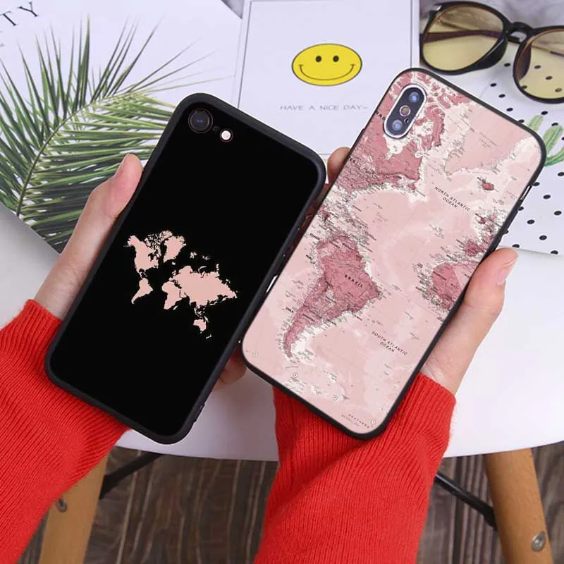 Чехол для телефона с картой мира iPhone 11 pro max X XS MAX XR 7 8 6 6S plus 5s SE Мягкий силиконовый