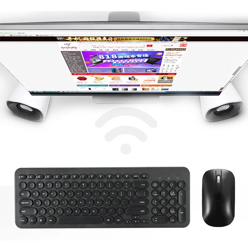 Беспроводная Бесшумная клавиатура для мыши 2 4 ГГц комбинированная круглая