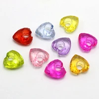 100 mixed color transparent acrylic faceted heart pedants 12mm charm beads