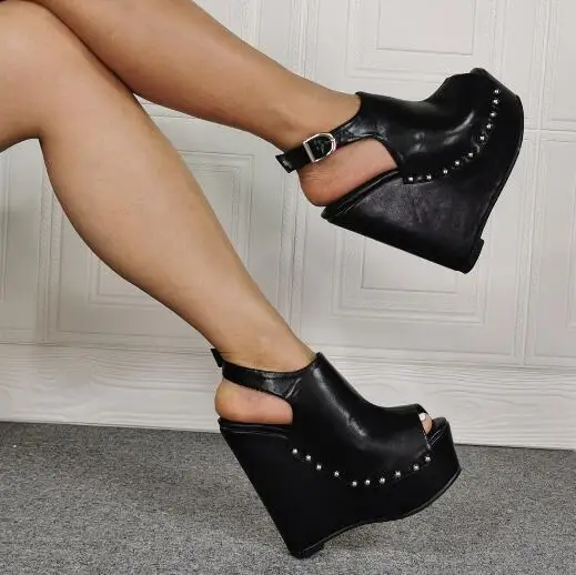 

Сандалии Dipsloot женские на платформе, босоножки из гладкой кожи, обувь в стиле панк, с открытым носком, на высоком каблуке, с пряжкой, с ремешка...