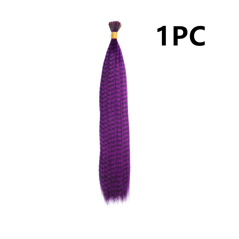 1PC Purple Набор из 10 шт. красочные очаровательные гризли перья для наращивания волос Длинные прямые парикмахерские принадлежности кольца со звеньями для волос - Цвет: 1PC Purple