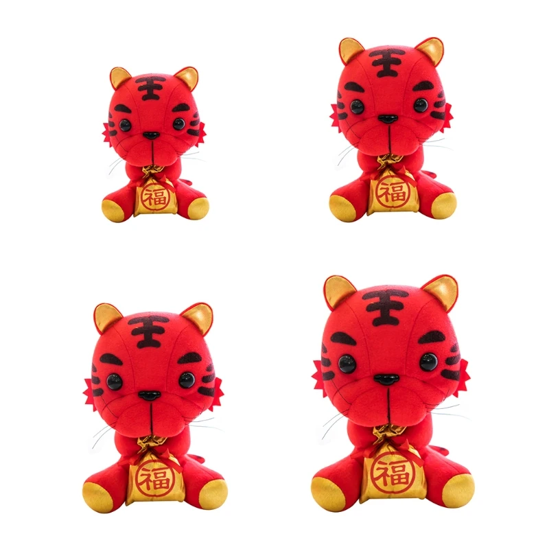 

Плюшевая игрушка «Тигр» 2022 китайский новый год Зодиак Животные Плюшевый тигр талисман кукла на удачу украшения детские подарки P31B