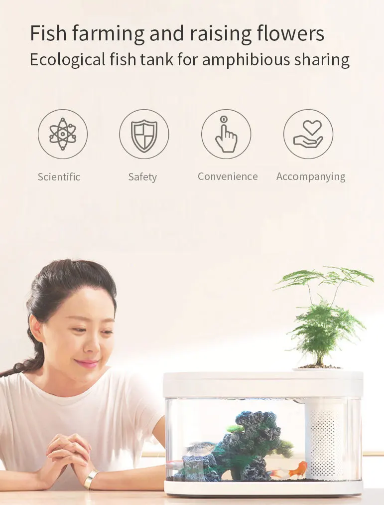 Xiaomi геометрический аквариум для рыб аквапоника экосистема маленький сад для воды экологический аквариум прозрачный аквариум