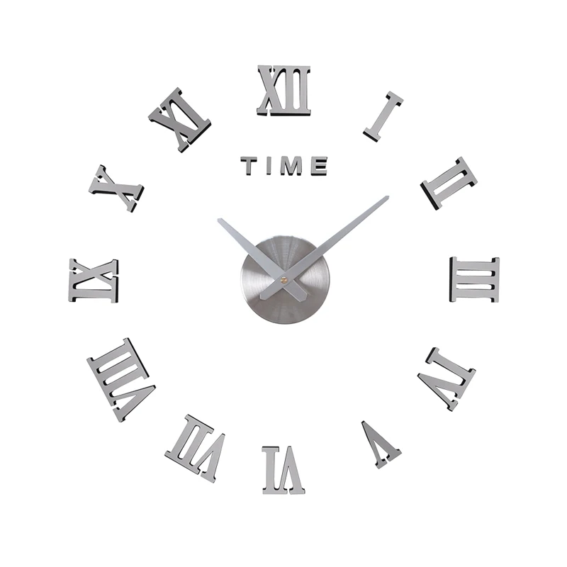 Бескаркасные настенные часы DIY 3D зеркальные большие бесшумные наклейки для