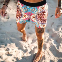 2021 summer european and american trend 3d three dimensional flower printing casual quick drying sports beach shorts men