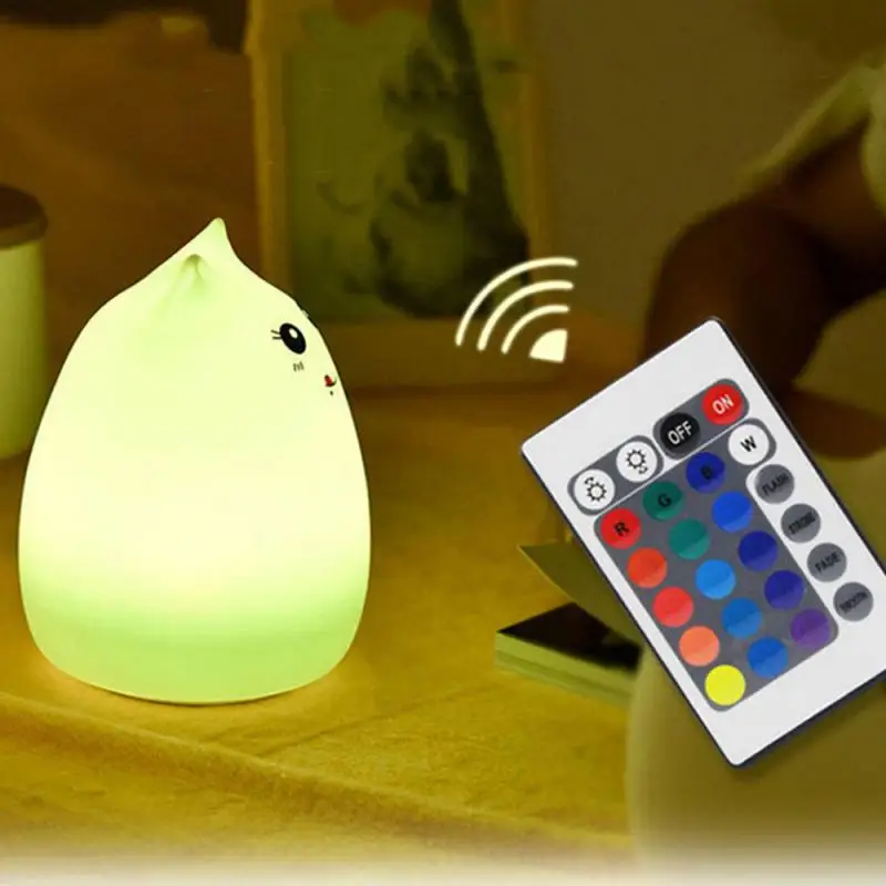 

Silicone Lamp Night Light USB Rechargeable Night Lamp Cat Silicone Night Lights Touch Sensor Remote Control Bedroom Bedside Lamp