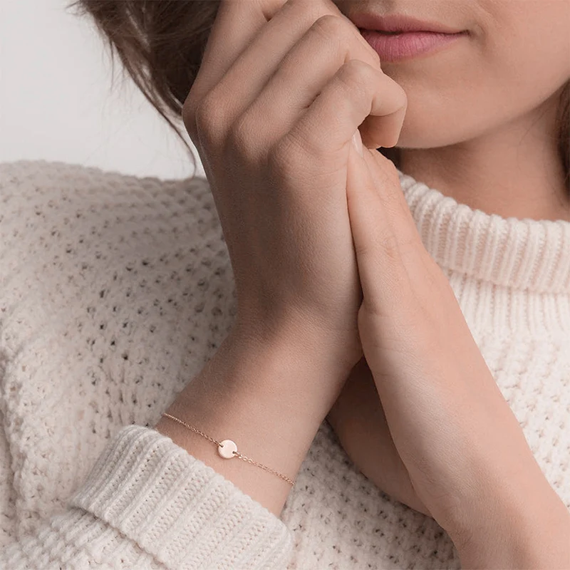 В Корейском стиле Простой браслет с дисками Для женщин позолоченный