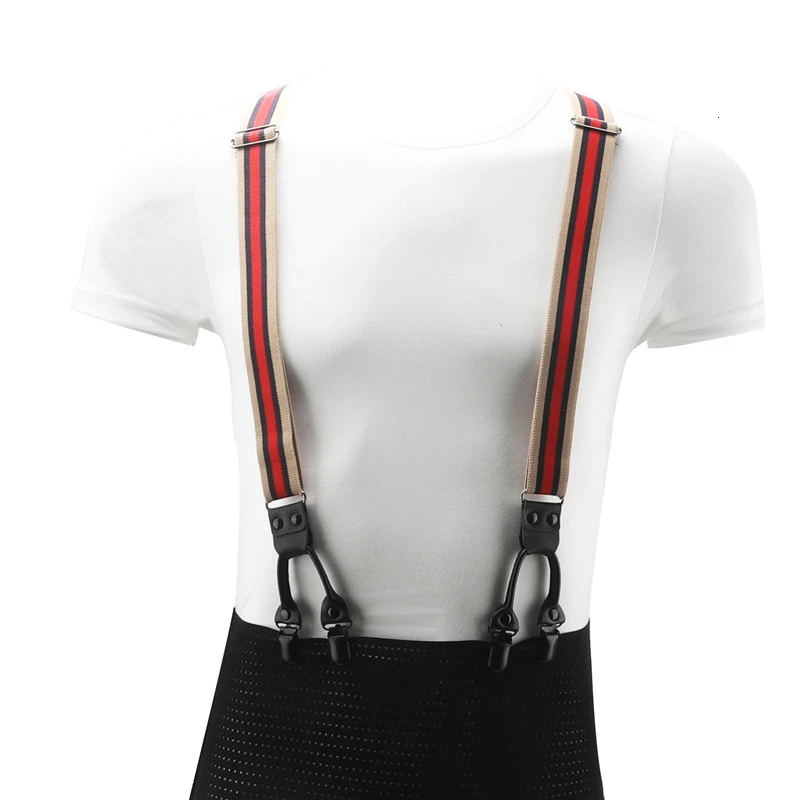 3 см ширина мужские унисекс подтяжки 6 зажимов полосатая пряжка с покрытием