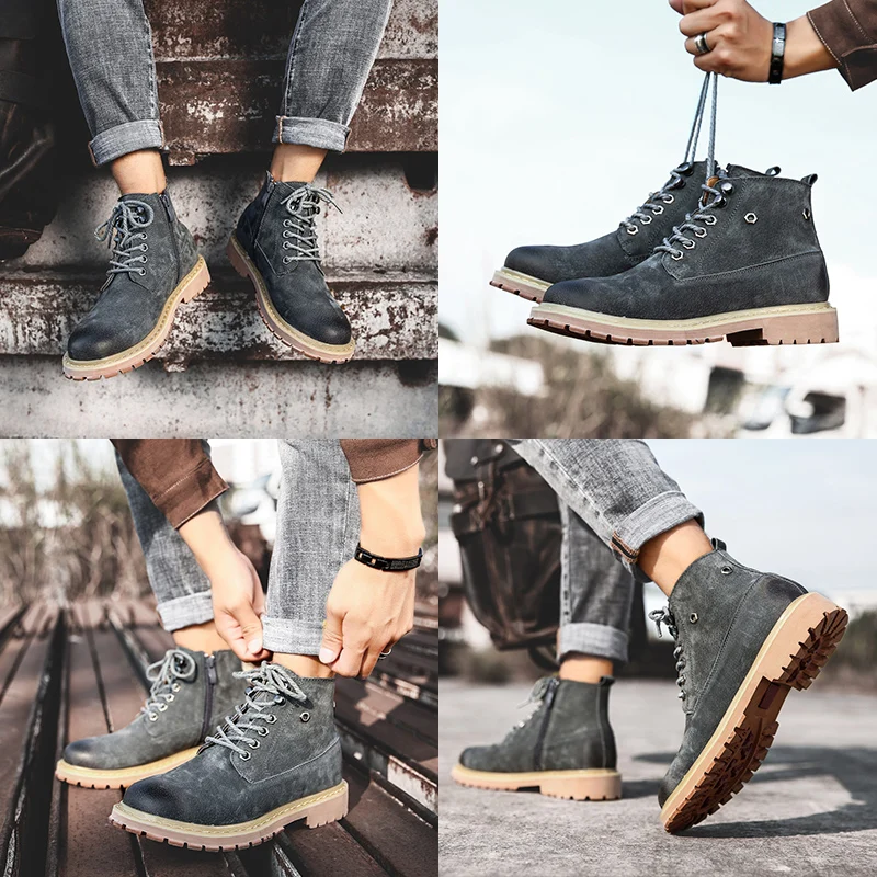 Мужские ботинки повседневная обувь из высококачественной кожи сезон осень зима