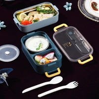 stainless steel lunch box bento box for school student office worker 2 layers microwae heating lunch container food storage box