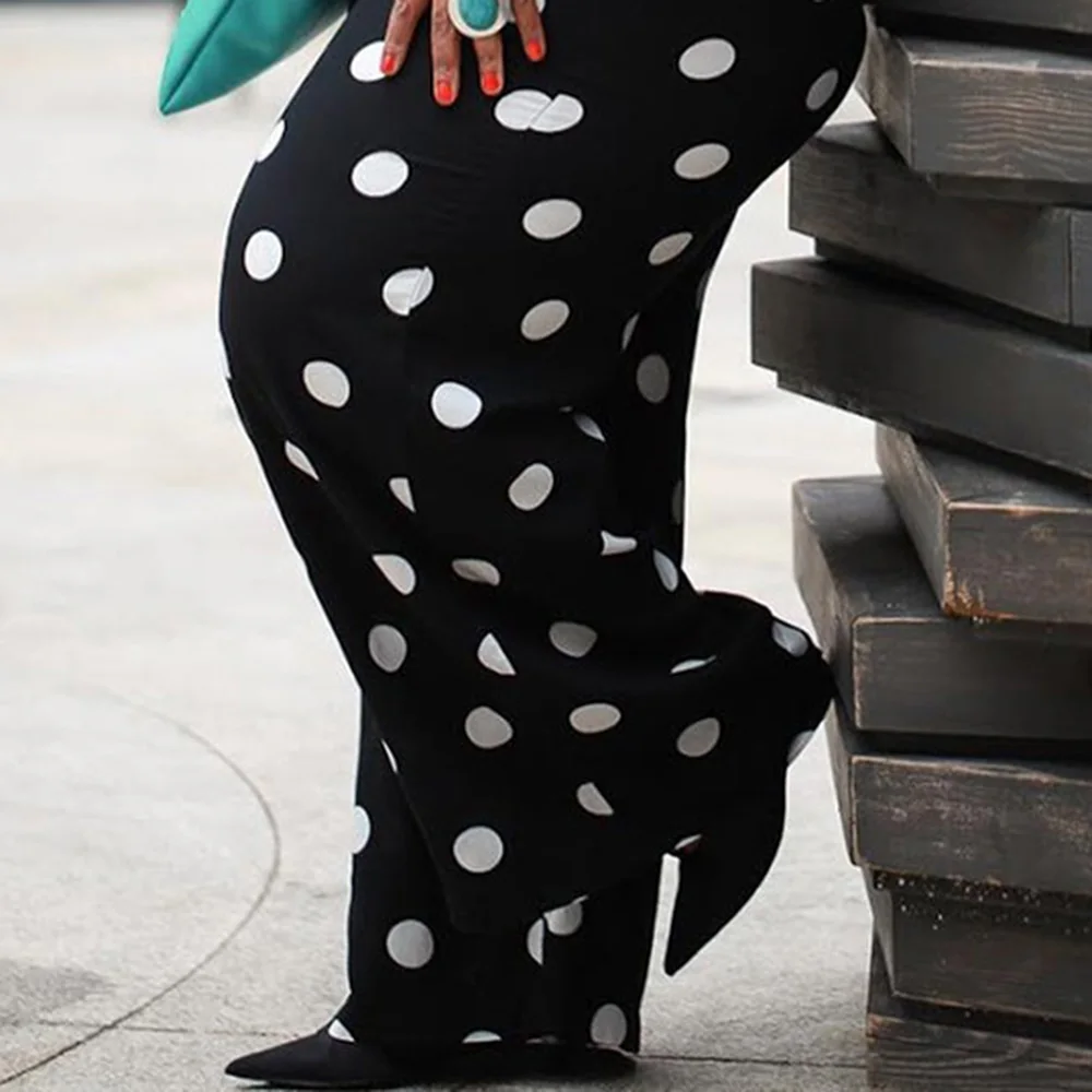 Комплекты из двух предметов в горошек для офисных дам элегантные черно белые