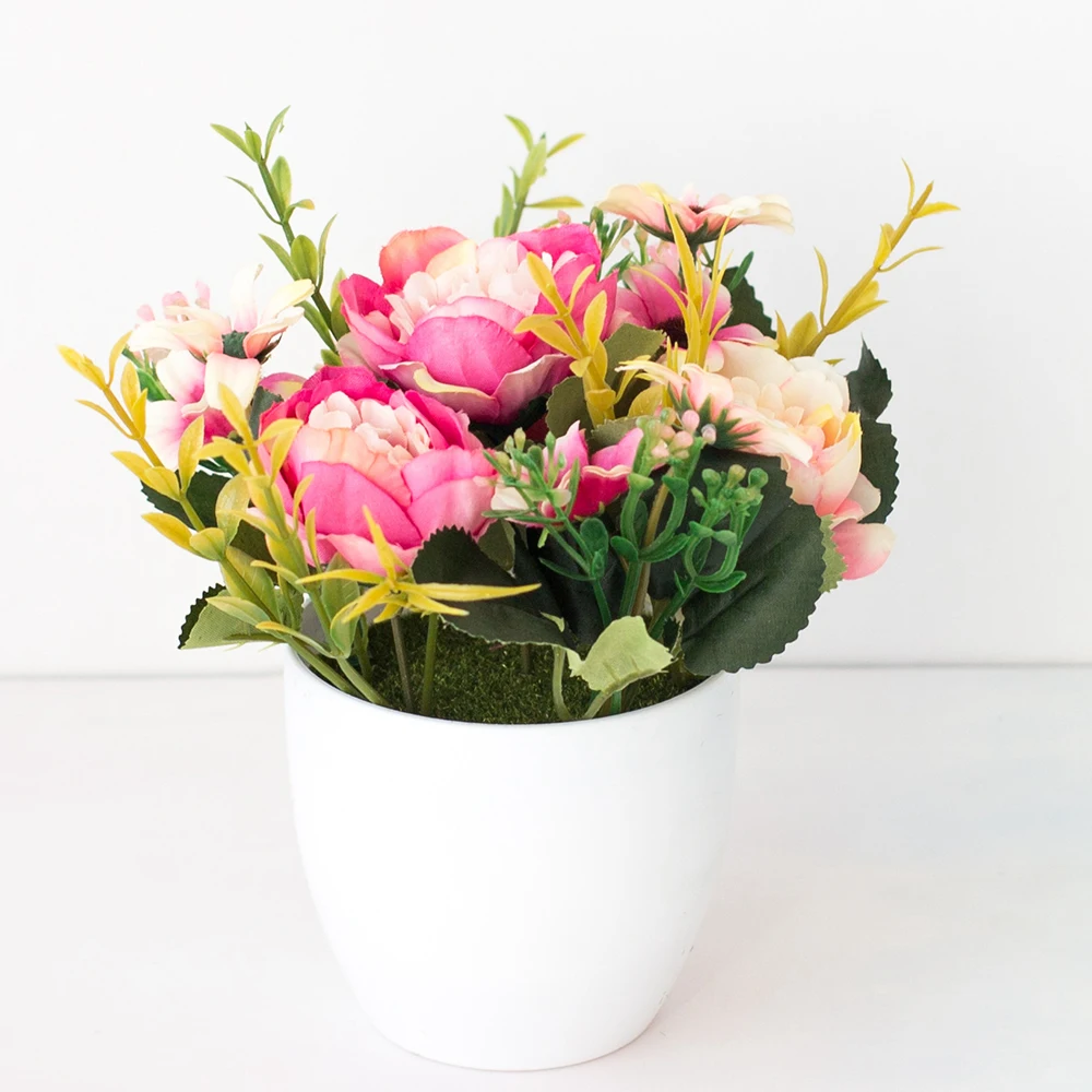 Искусственные цветы пиона Горшечное растение в горшке Искусственный домашний