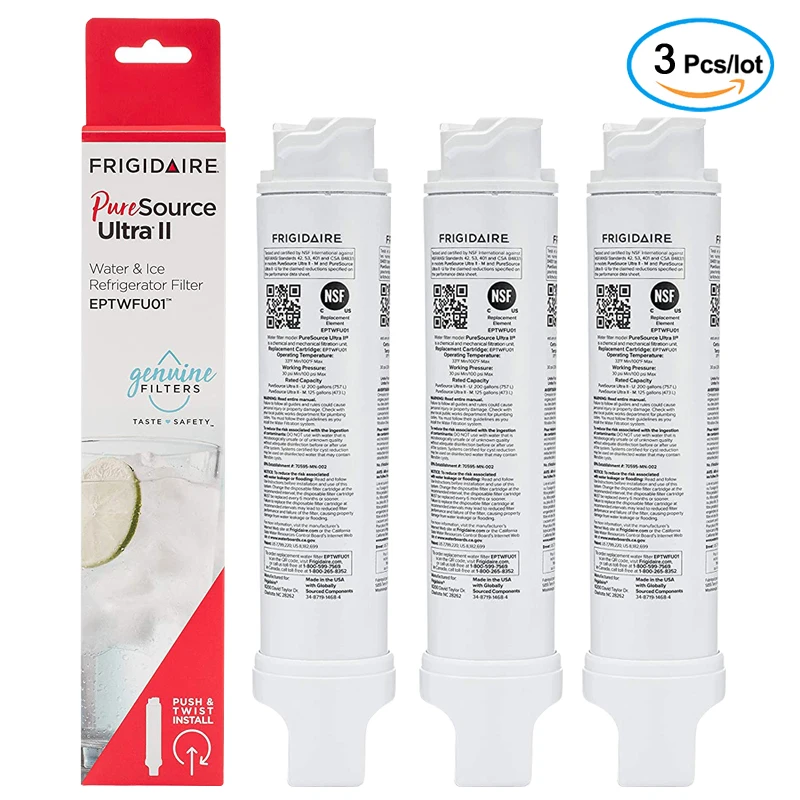 

Replace Frigidaire EPTWFU01 PureSource Ultra II Refrigerator Water Filter, 1 Count, White ,Pack of 3